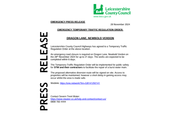 Emergency Road Closure - Dragon Lane